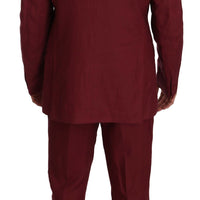 Two Piece 3 Button Bordeaux Linen Solid Suit