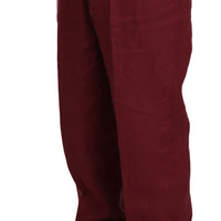 Two Piece 3 Button Bordeaux Linen Solid Suit