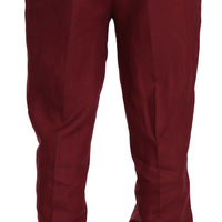 Two Piece 3 Button Bordeaux Linen Solid Suit