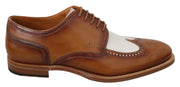 Brown White Leather Derby Brogue Shoes