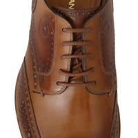 Brown Leather Derby Formal Brogue Shoes