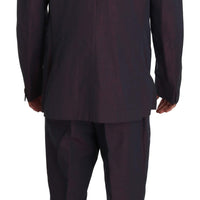 Purple Solid Two Piece 3 Button Linen Suit