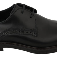 Black Leather Derby Formal Brogue Shoes