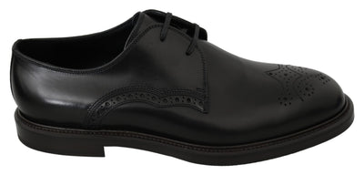 Black Leather Derby Formal Brogue Shoes