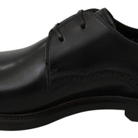 Black Leather Derby Formal Brogue Shoes