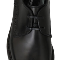 Black Leather Derby Formal Brogue Shoes