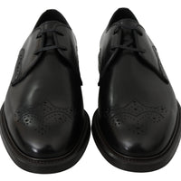 Black Leather Derby Formal Brogue Shoes