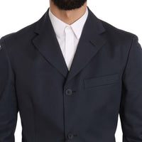 Two Piece 3 Button Cotton Blue Solid Suit