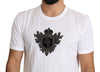 White Crown Embellished Men Top  Cotton T-shirt