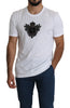White Crown Embellished Men Top  Cotton T-shirt