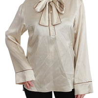 Beige Sleeve Top Queen Silk Satin Blouse