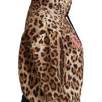Brown Hooded Studded Ayers Leopard Sweater