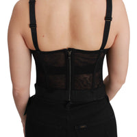 Black Crystal Strap Bustier Corset Top