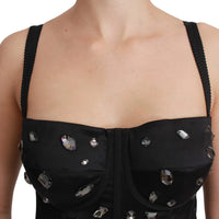 Black Crystal Strap Bustier Corset Top