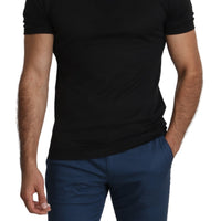 Black Round Neck Men Casual Top