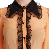 Yellow Silk Sequin Lace Blouse Shirt