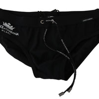 Black Logo Beachwear Briefs Stretch Nylon  Swimwear
