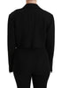 Black Cropped Blazer Coat  Wool Stretch Jacket