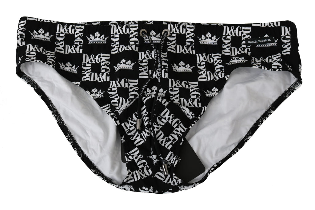 Black DG Logo Beachwear Briefs Nylon Swimwear