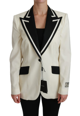 Wool Cream Single Breasted Coat Blazer Jacket