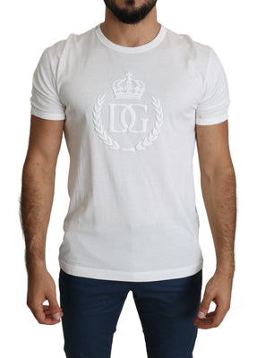 White Embossed Logo Print Cotton Jersey T-shirt