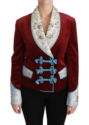 Red Velvet Baroque Crystal Blazer Jacket