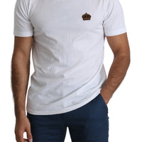White Heraldic Crown Embroidered Men T-shirt