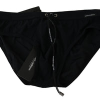 Black Beachwear Briefs  Nylon Stretch Swimwear