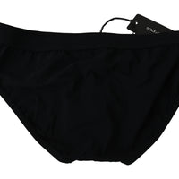 Black Beachwear Briefs  Nylon Stretch Swimwear