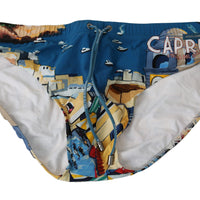 Blue CAPRI Beachwear Briefs Logo Nylon Swimwear