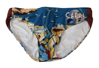 Blue CAPRI Beachwear Briefs Logo Nylon Swimwear