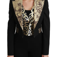 Black Jacquard Vest Blazer Coat Wool Jacket