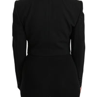 Black Jacquard Vest Blazer Coat Wool Jacket
