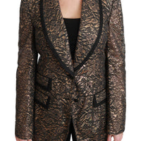 Gold Black Lace Blazer Coat Floral Jacket