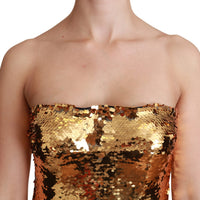 Gold Silver Sequined Bodycon Midi Dress