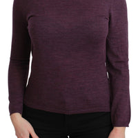 Purple Turtleneck Long Sleeve Pullover Top Wool Sweater