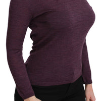 Purple Turtleneck Long Sleeve Pullover Top Wool Sweater