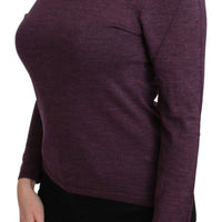Purple Turtleneck Long Sleeve Pullover Top Wool Sweater