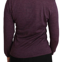 Purple Turtleneck Long Sleeve Pullover Top Wool Sweater