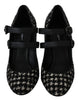 Black Mary Janes Fabric Leather Shoes