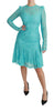 Blue Lace Knee Length Sheath Cotton Dress