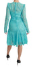 Blue Lace Knee Length Sheath Cotton Dress