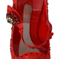 Red Floral Crystal CINDERELLA Heels Shoes