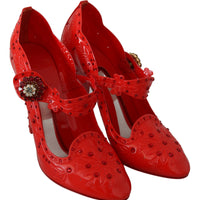 Red Floral Crystal CINDERELLA Heels Shoes