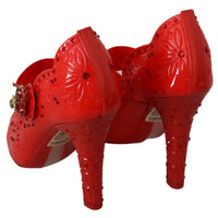 Red Floral Crystal CINDERELLA Heels Shoes