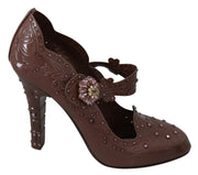 Brown Floral Crystal CINDERELLA Heels Shoes