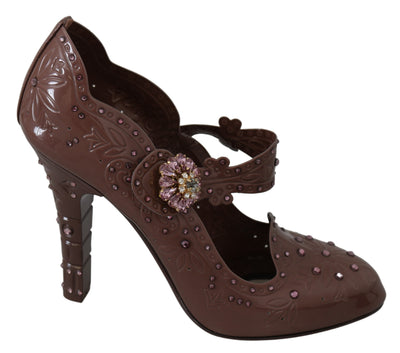 Brown Floral Crystal CINDERELLA Heels Shoes