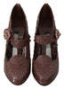 Brown Floral Crystal CINDERELLA Heels Shoes
