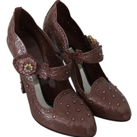 Brown Floral Crystal CINDERELLA Heels Shoes