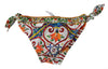 White Majolica Print Bottom Bikini Beachwear